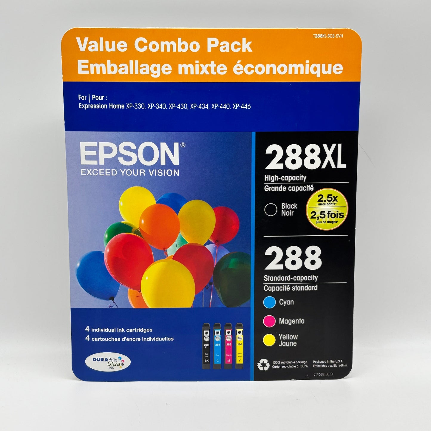 New Epson 288XL T288XL-BCS-SVH Black Ink Cartridge Combo Pack EXP 10/2026