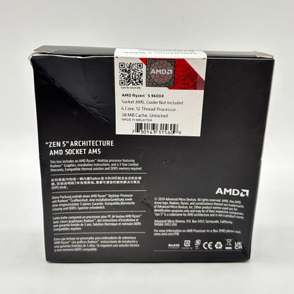 New AMD Ryzen 5 9600X 3.90GHz 6 Core 100-100001405WOF 12 Thread AM5