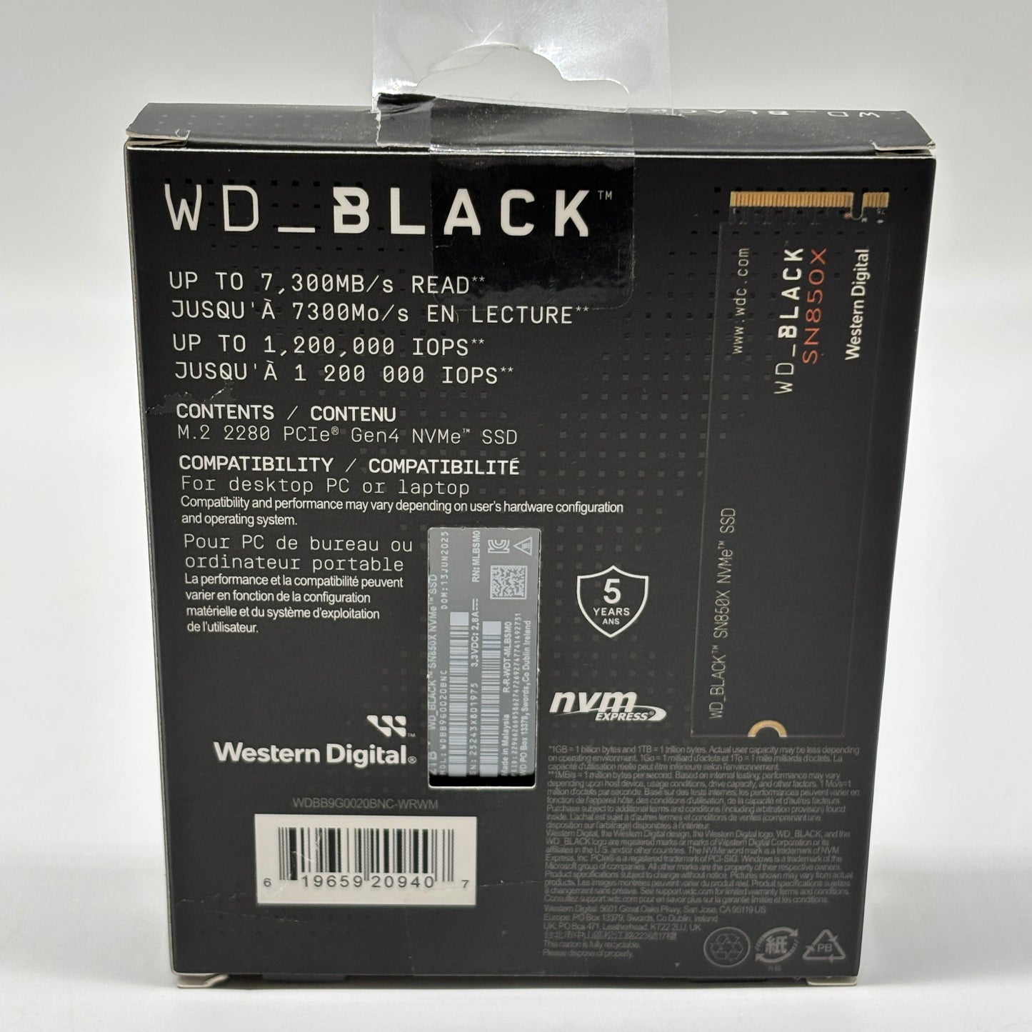 New WD_Black SN850X 2TB NVMe SSD WDBB9G0020BNC