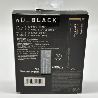 New WD_Black SN850X 2TB NVMe SSD WDBB9G0020BNC