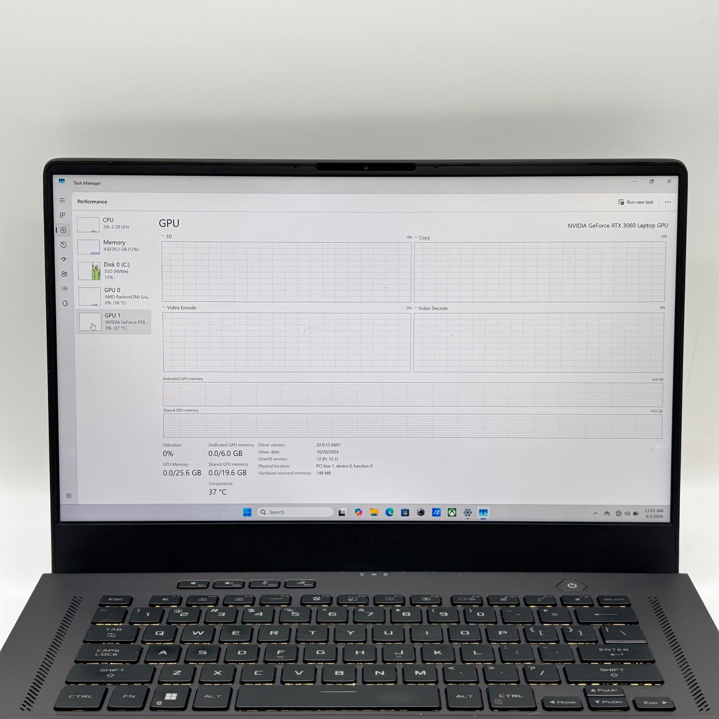 Asus ROG Zephyrus G15 15.6" AMD Ryzen 9 6900HS 3.3GHz 40GB RAM 4TB SSD RTX 3060