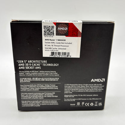 AMD Ryzen 7 9800X3D 5.20GHz 8 Core 100-000001084 16 Thread AM5