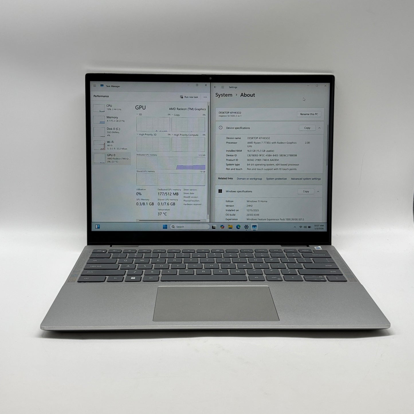 Dell Inspiron 14 7435 14" Ryzen 7 7730U 2.0GHz 16GB RAM 1TB SSD