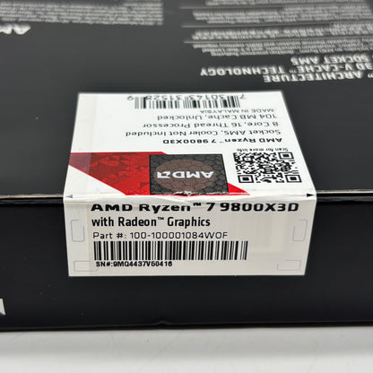 AMD Ryzen 7 9800X3D 5.20GHz 8 Core 100-000001084 16 Thread AM5
