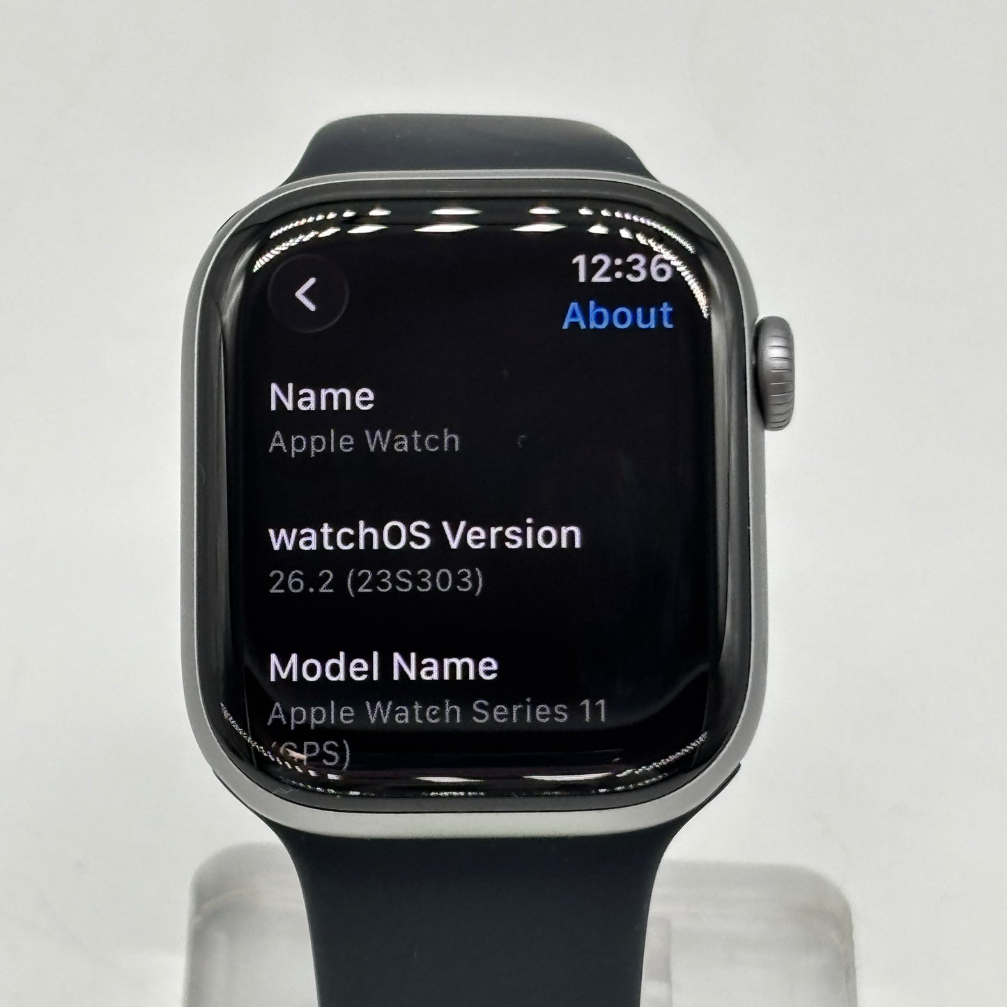 GPS Only Apple Watch Series 11 42MM Silver Aluminum Black Sport Band MEQW4LW/A