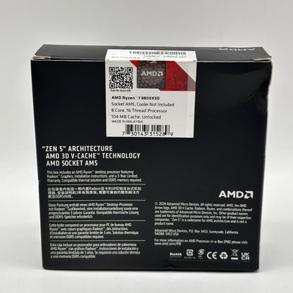 AMD Ryzen 7 9800X3D 5.20GHz 8 Core 100-000001084 16 Thread AM5