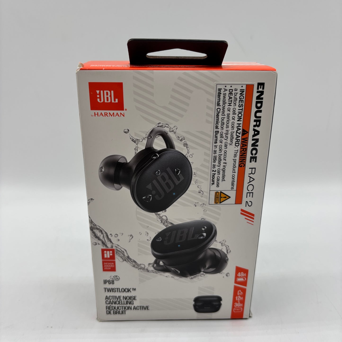New JBL Endurance Race 2 Noise Cancelling Wireless Earbuds Black IP68