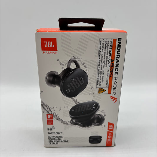 New JBL Endurance Race 2 Noise Cancelling Wireless Earbuds Black IP68