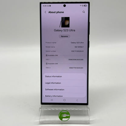 Unlocked Samsung Galaxy S23 Ultra 12GB RAM 512GB SM-S918U1 Green