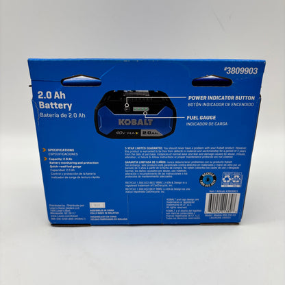 New Kobalt 40v Max 2.0Ah Battery 3809903