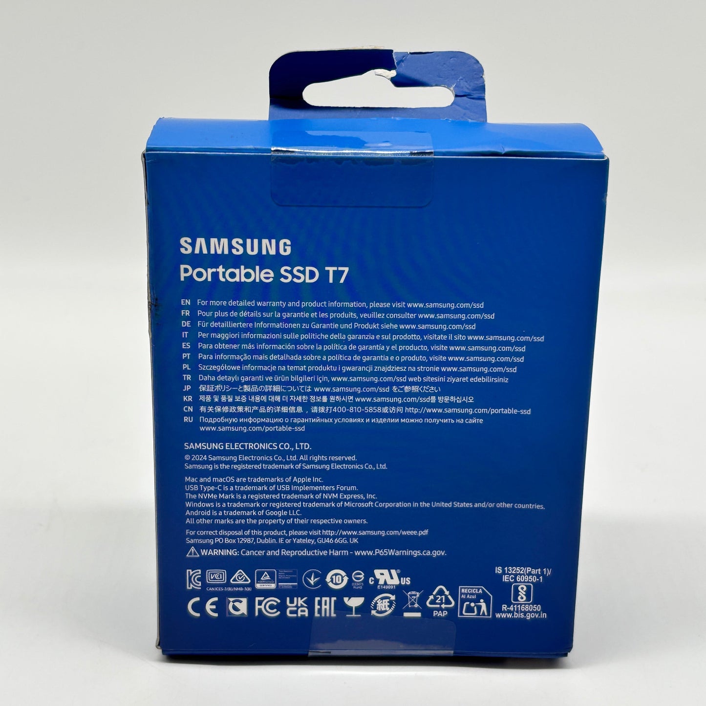 New Samsung T7 Portable 2TB SSD MU-PC2T0T