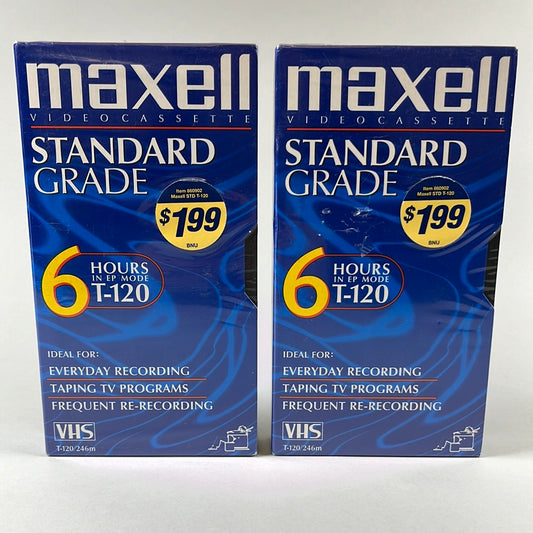 New Lot of 2 Maxwell Standard Grade Video Cassette T-120/246m
