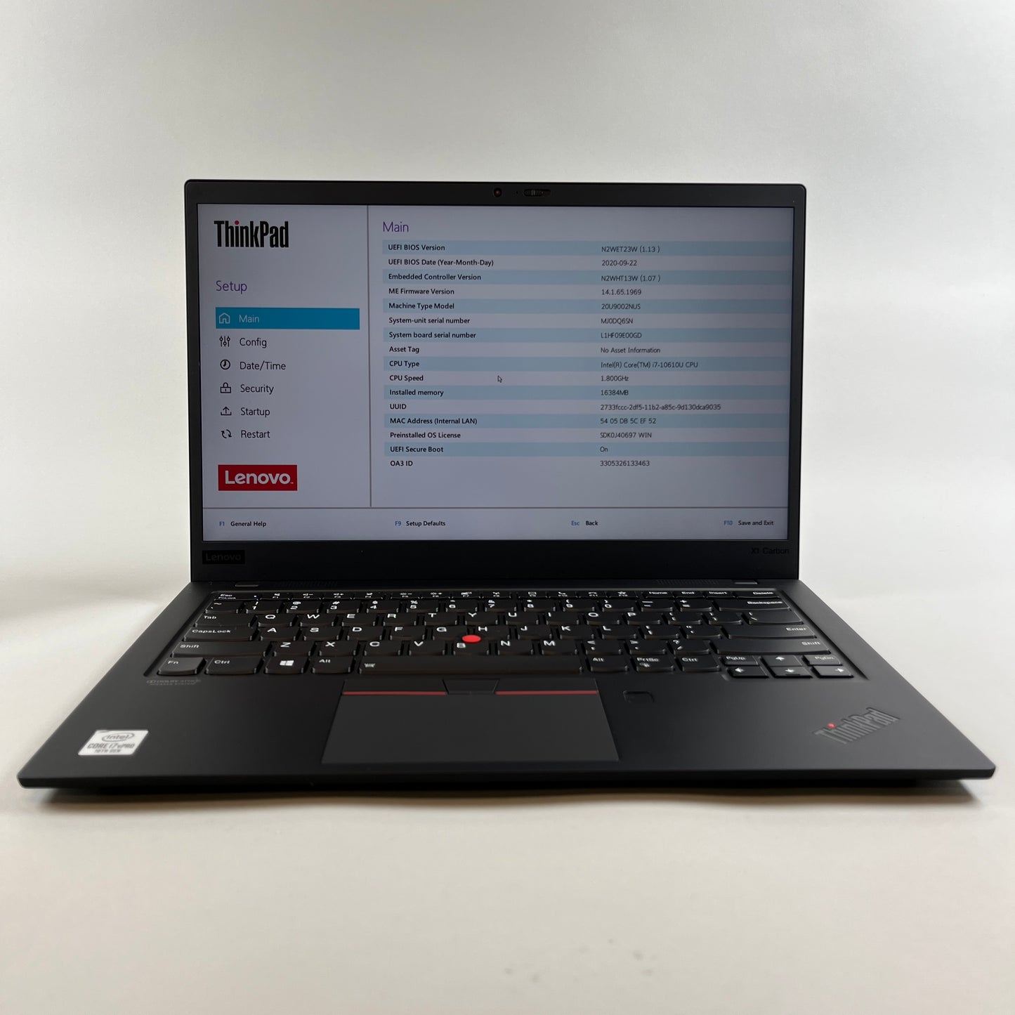 Lenovo ThinkPad x1 Carbon Gen 8  14" i7-10610U 1.8GHz 16GB RAM 512GB SSD READ