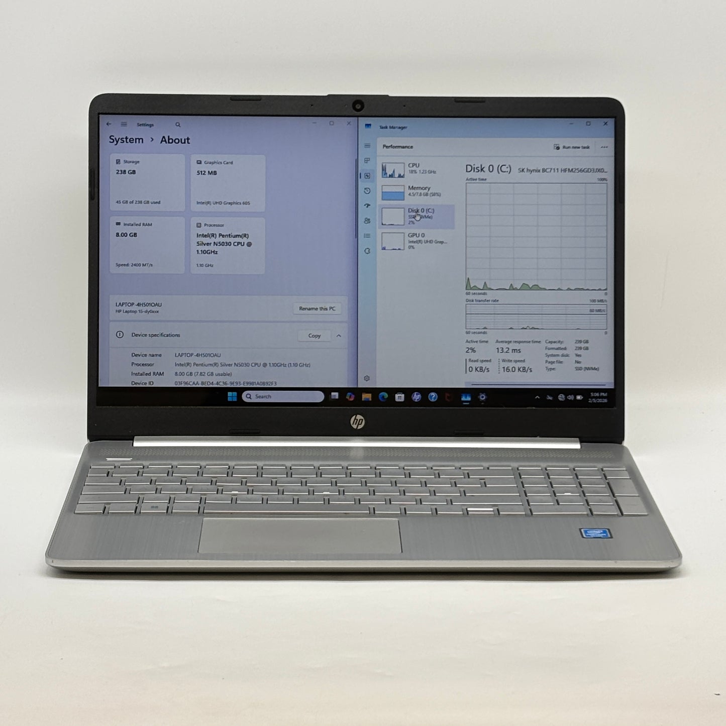 HP Laptop 15-DY0025TG 15.6" Pentium Silver N5030 1.1GHz 8GB RAM 256GB SSD