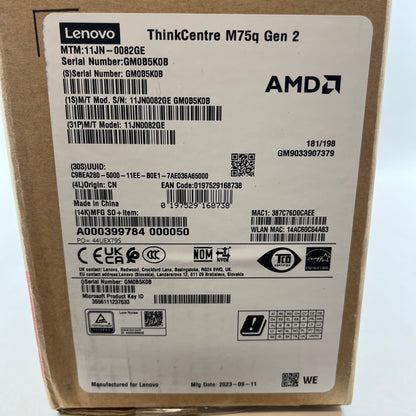 New Lenovo ThinkCentre M75q Gen 2 11jn-0082ge amd ryzen 5 5600g 3.20GHz 16GB RAM