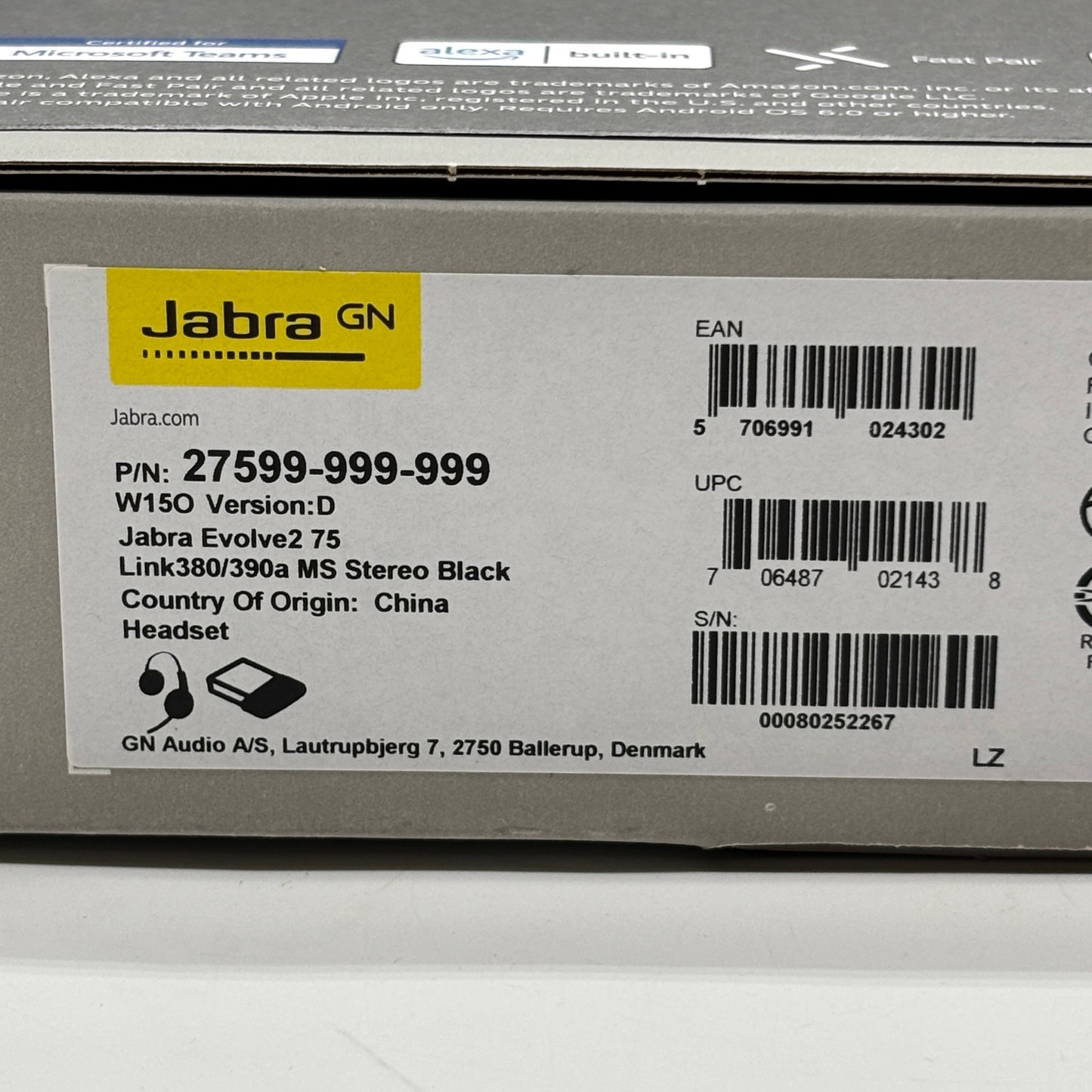 New Jabra Evolve2 75 Lightweight Professional Headset HSC150W