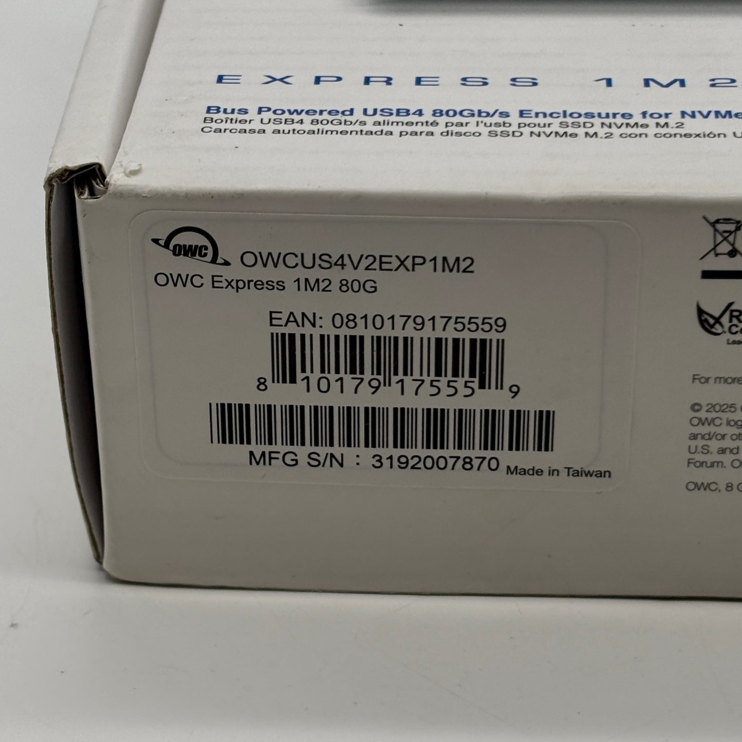 New OWC Express Enclosure for NVMe M.2 SSDs OWCUS4V2EXP1M2