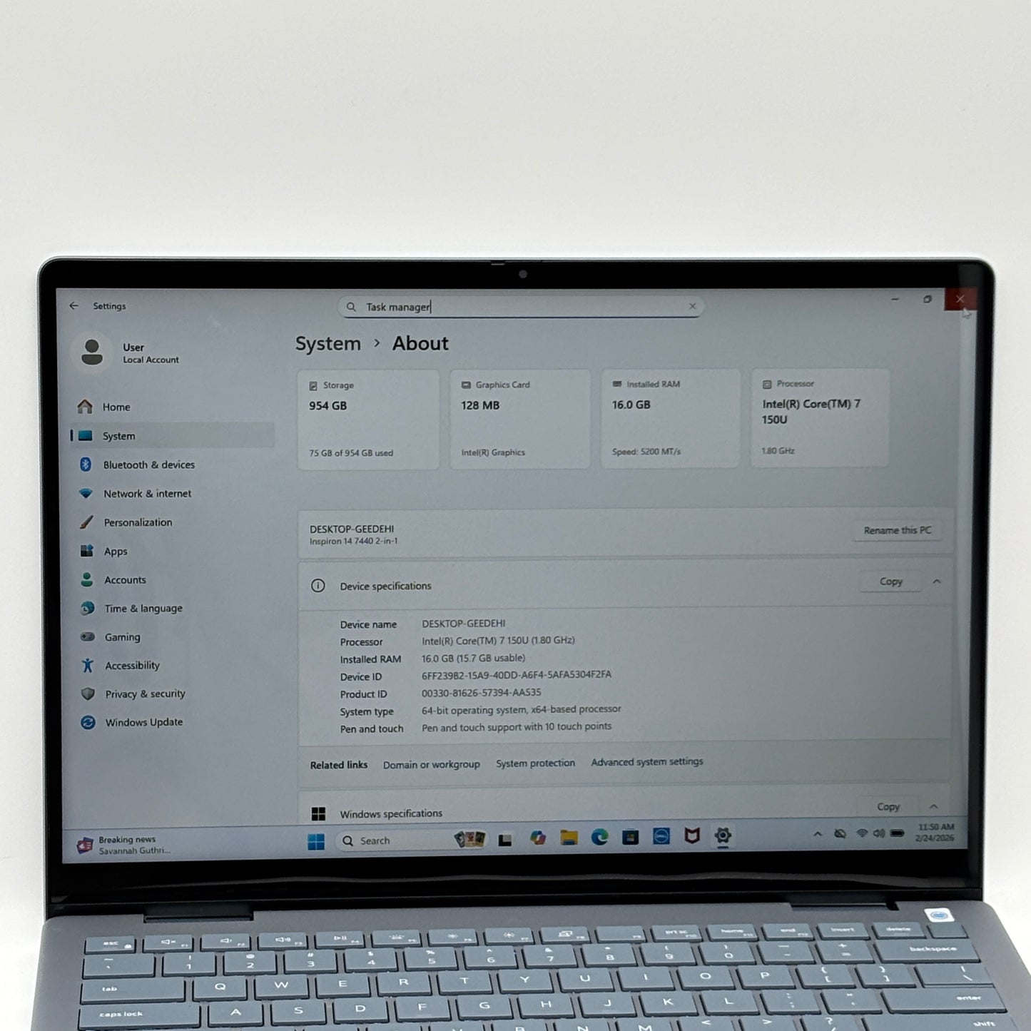 Dell Inspiron 14 7440 14" Core 7 150U 1.8GHz 16GB RAM 1TB SSD