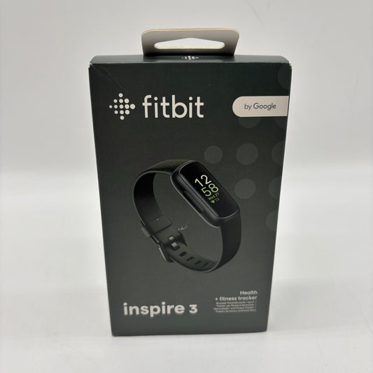 New Fitbit Inspire 3 Health and Fitness Tracker FB424 Black Case Midnight Band