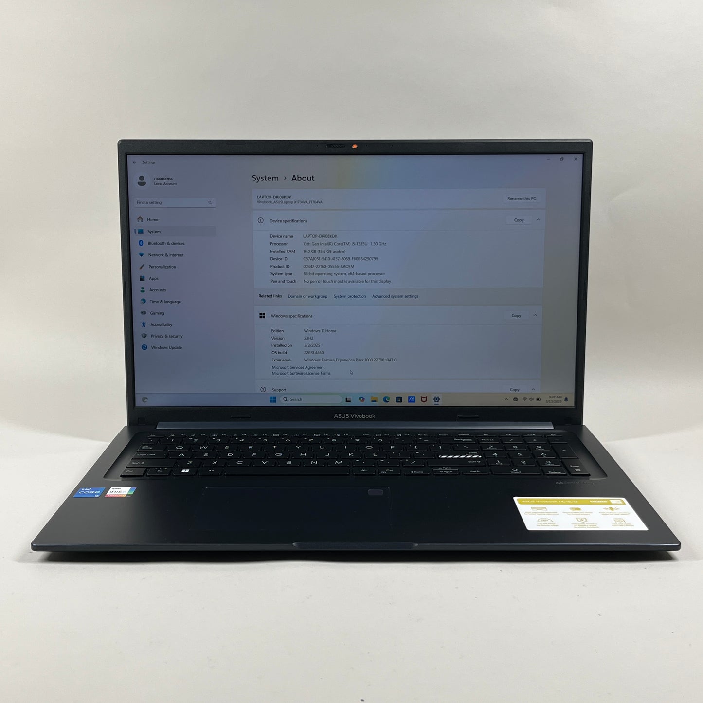 ASUS VivoBook 17 F1704V 17" i5-1335U 1.3GHz 16GB RAM 512GB SSD