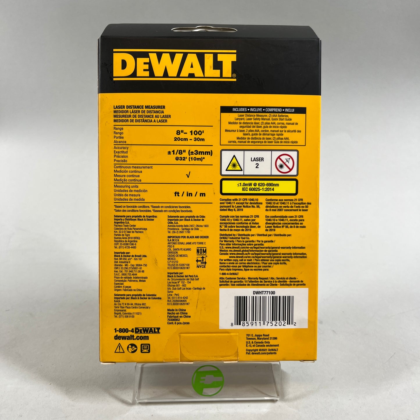 New DeWalt DWHT77100 8" - 100' Laser Distance Measure