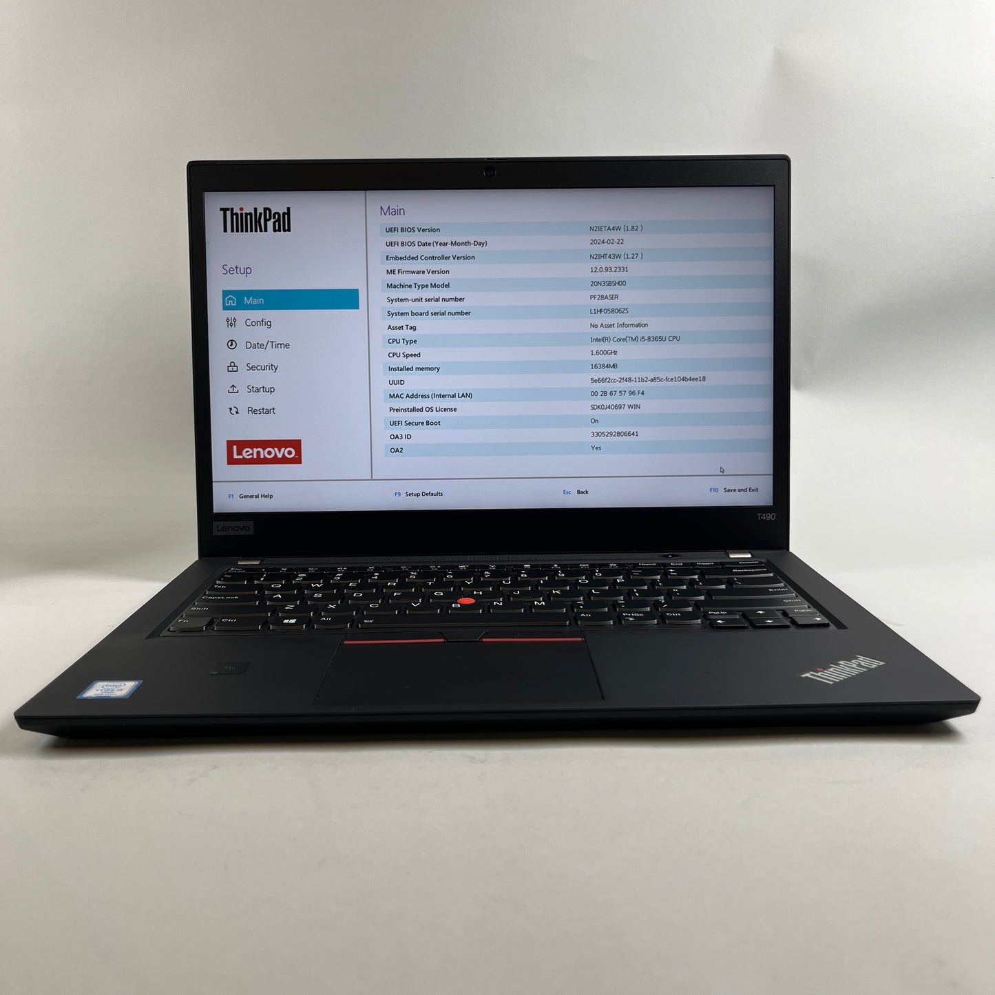 Lenovo ThinkPad T490 14" i5-8365U 1.6GHz 16GB RAM 256GB SSD