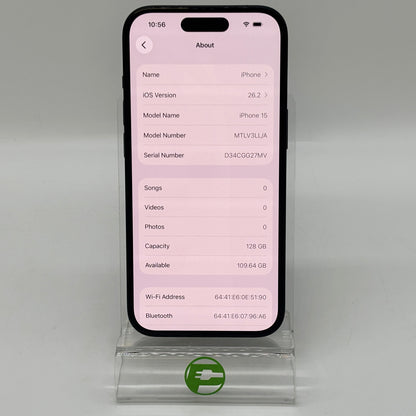 Unlocked Apple iPhone 15 128GB 26.2 Black MTLV3LL/A