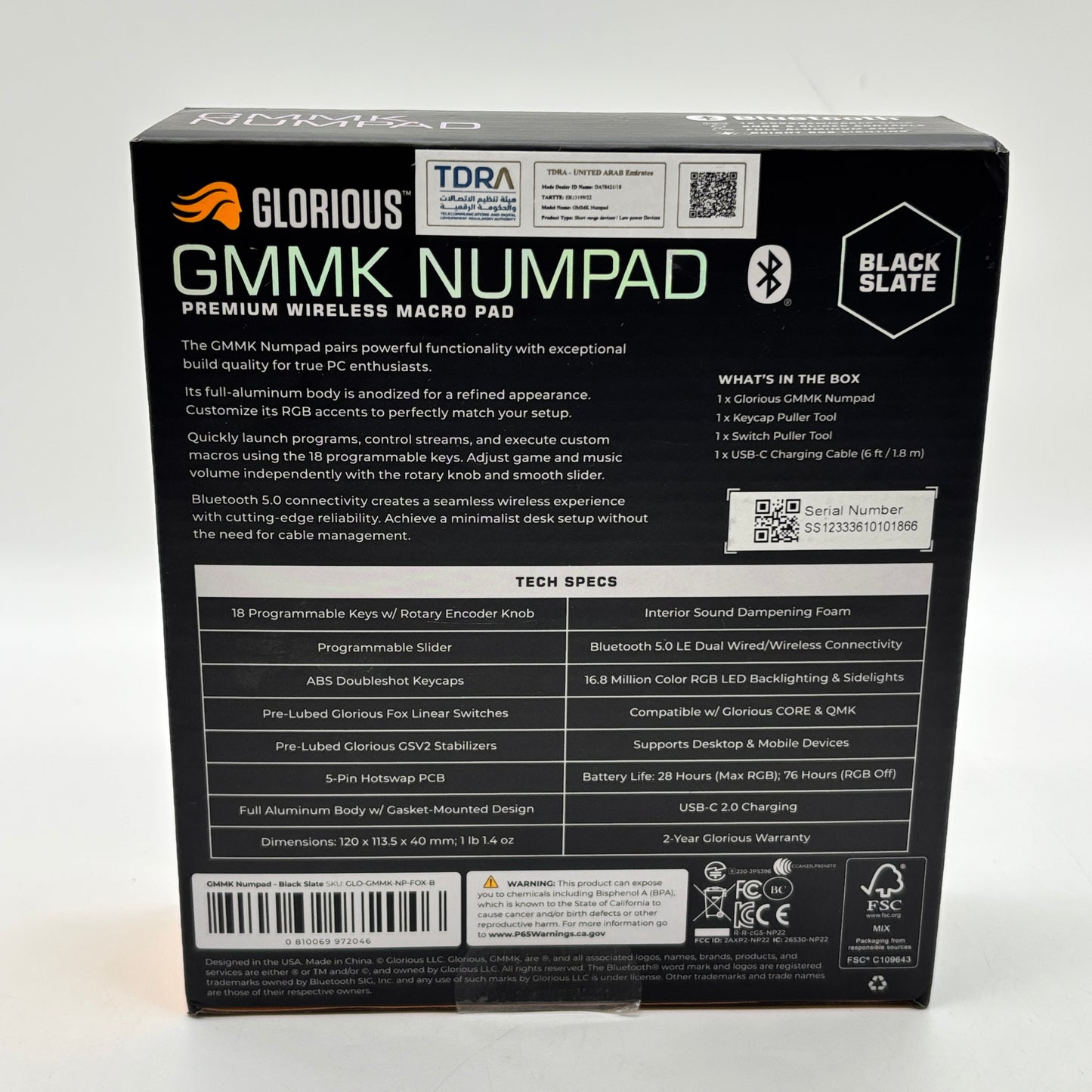 Glorius Gmmk Black GLO-GMMK-NP-FOX-B Numpad For PC
