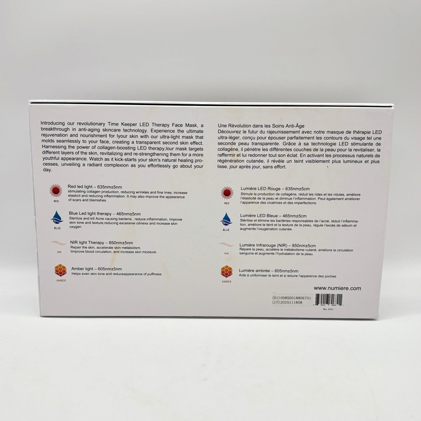 Numiere Time Keeper LED Therapy Face Mask 6701