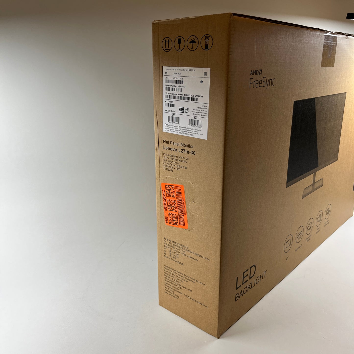 New Lenovo 27" L27m-30 FHD IPS 75Hz WLED LCD Display Monitor