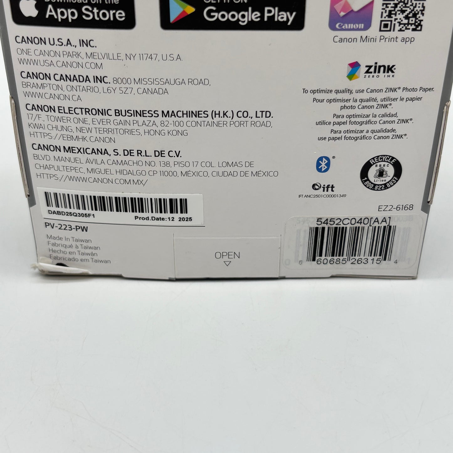 New Canon Ivy Mini Photo Printer II Pure White PV-223-PW