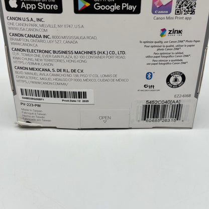 New Canon Ivy Mini Photo Printer II Pure White PV-223-PW