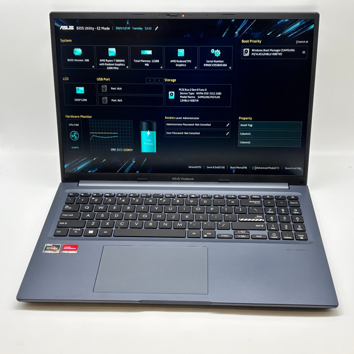 Asus Vivobook M1603Q 16" Ryzen 7 5800HS 3.2GHz 12GB RAM 512GB SSD