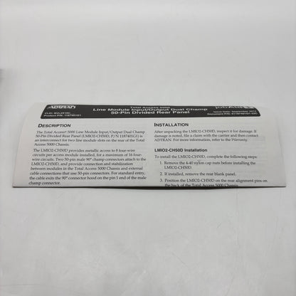 New ADTRAN TA5000 LMIO2-CH50 Divided Pair 1187401G1
