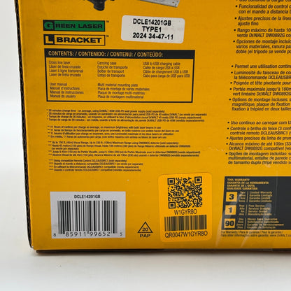 New DeWalt USB Rechargeable Green Cross Line Laser Tool DCLE14201GB