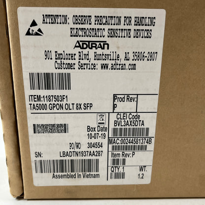 New ADTRAN TA5000 GPON OLT 8X SFP Access Module 1187503F1