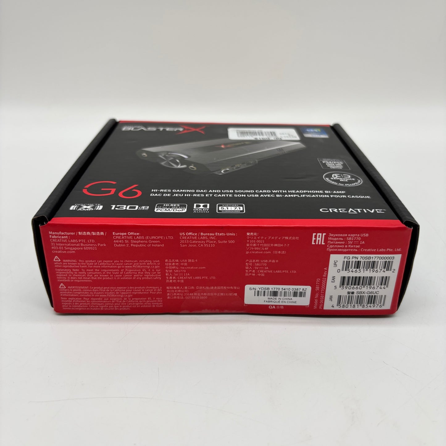 New Creative Labs Sound BlasterX G6 Gaming Sound Card