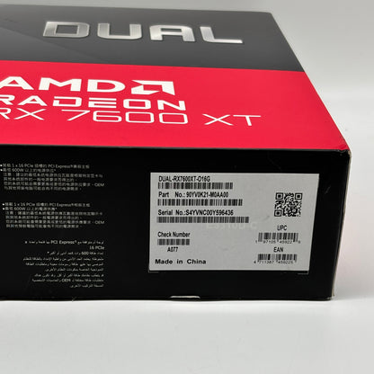New Asus Radeon RX 7600 XT 16GB GDDR6 Graphics Card DUAL-RX7600XT-O16G