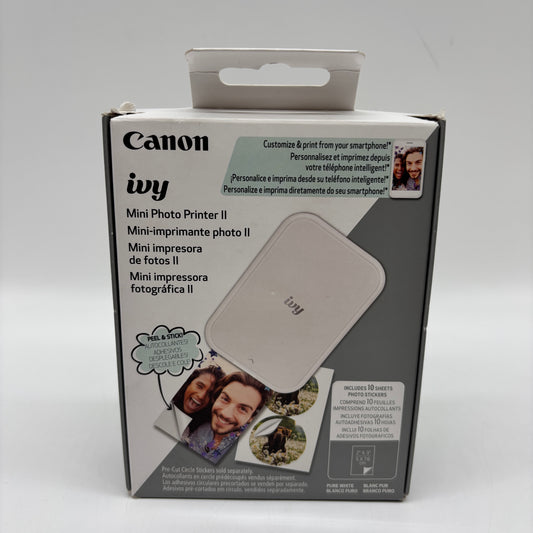 New Canon Ivy Mini Photo Printer II Pure White PV-223-PW