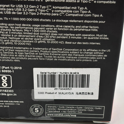 New SanDisk Extreme 1TB Portable SSD SDSSDE61-1T00-G25