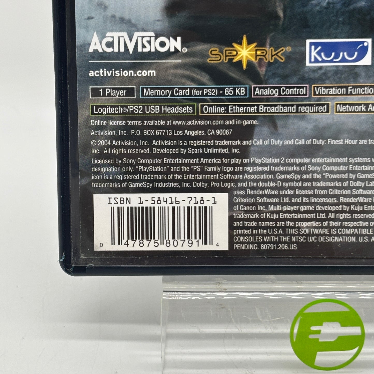 Call of Duty Finest Hour (Sony PlayStation 2 PS2, 2004)