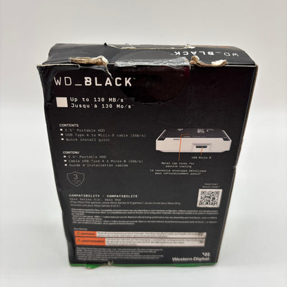 New Western Digital 2.5" WD_Black P10 4TB Micro USB-B to USB-A HDD 