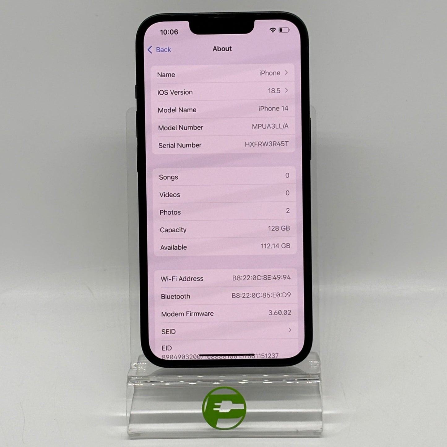 Unlocked Apple iPhone 14 128GB Midnight MPUA3LL/A