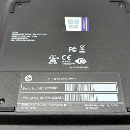 HP ProDesk 600 G4 DM PC i5-8500T 2.1GHz 8GB RAM 256GB SSD