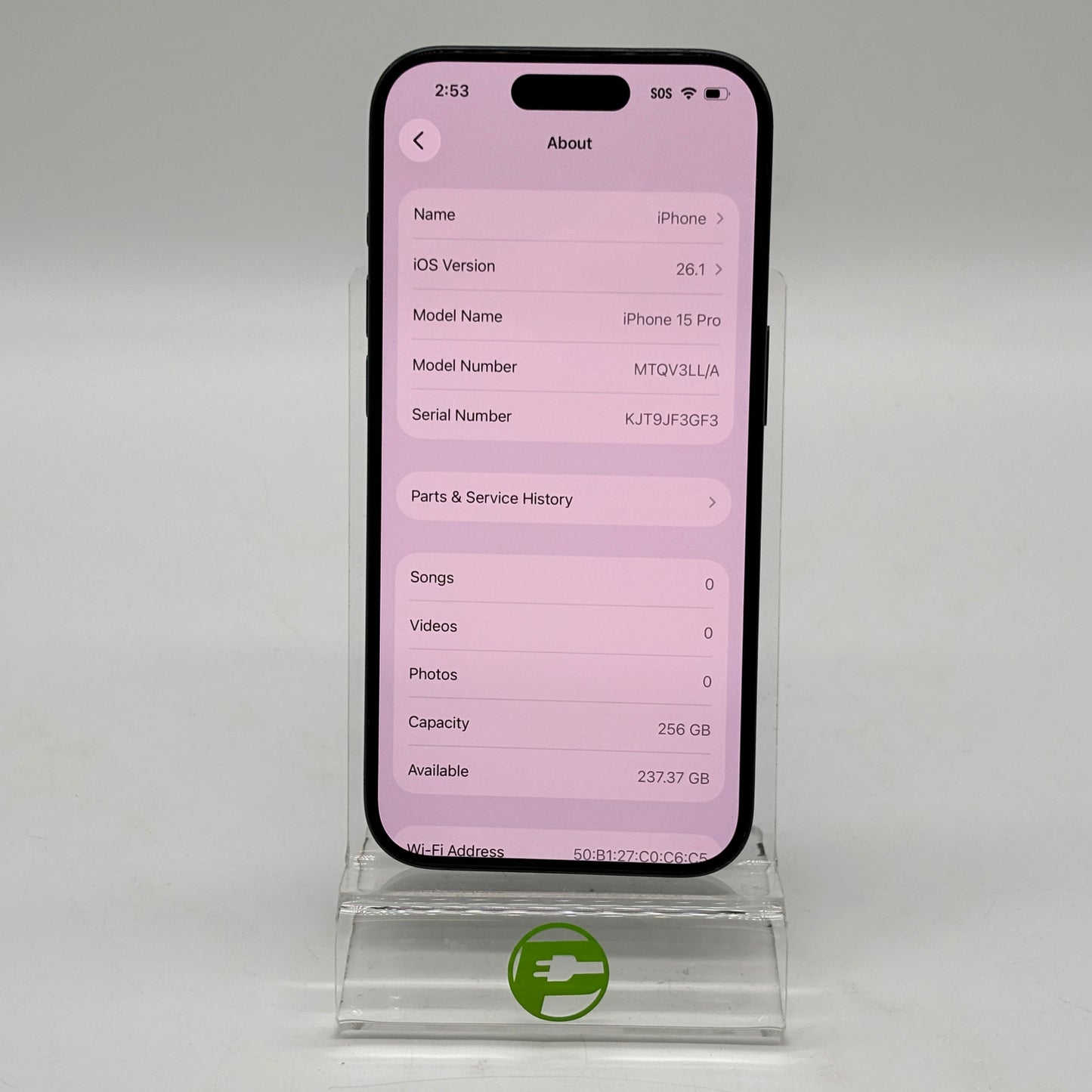 Unlocked Apple iPhone 15 Pro 256GB 26.1 Blue MTQV3LL/A