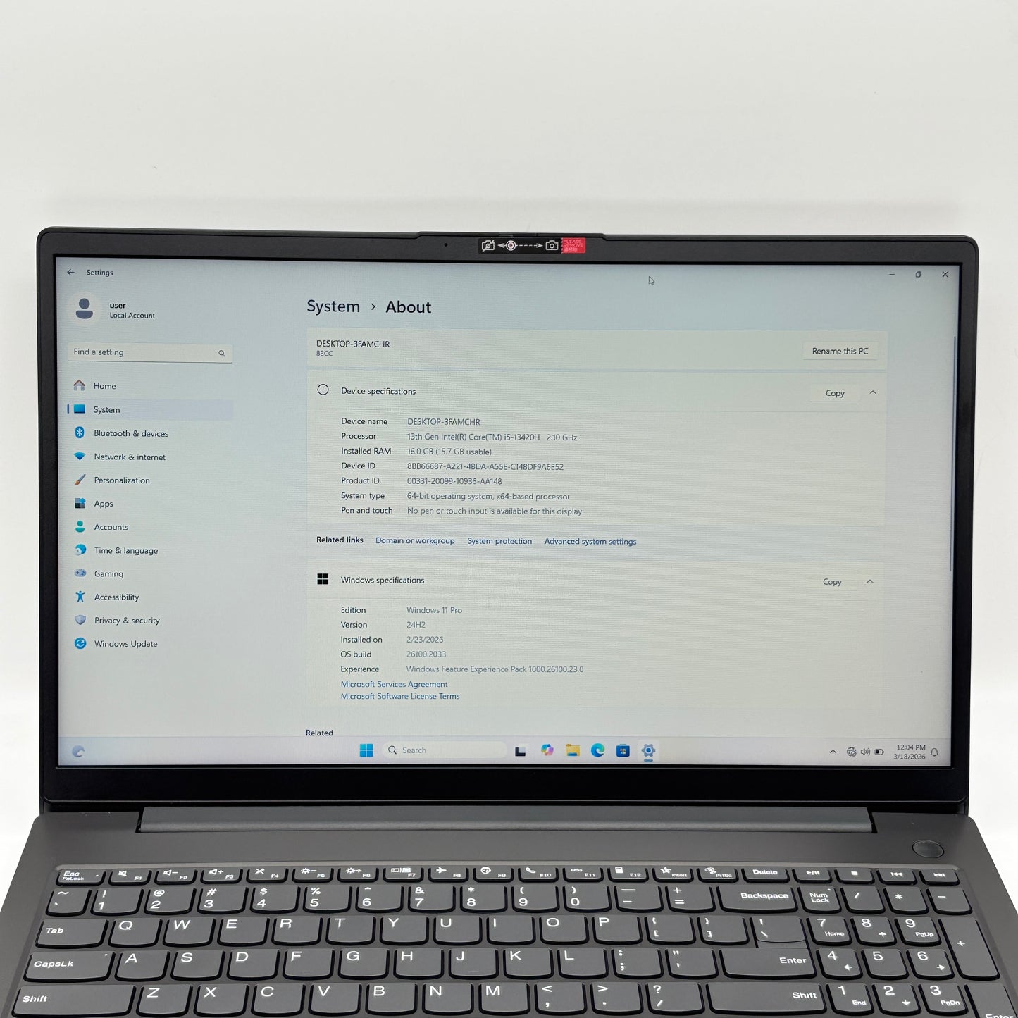 Lenovo V15 G4 IRU 15.6" i5-13420H 2.1GHz 16GB RAM 512GB SSD