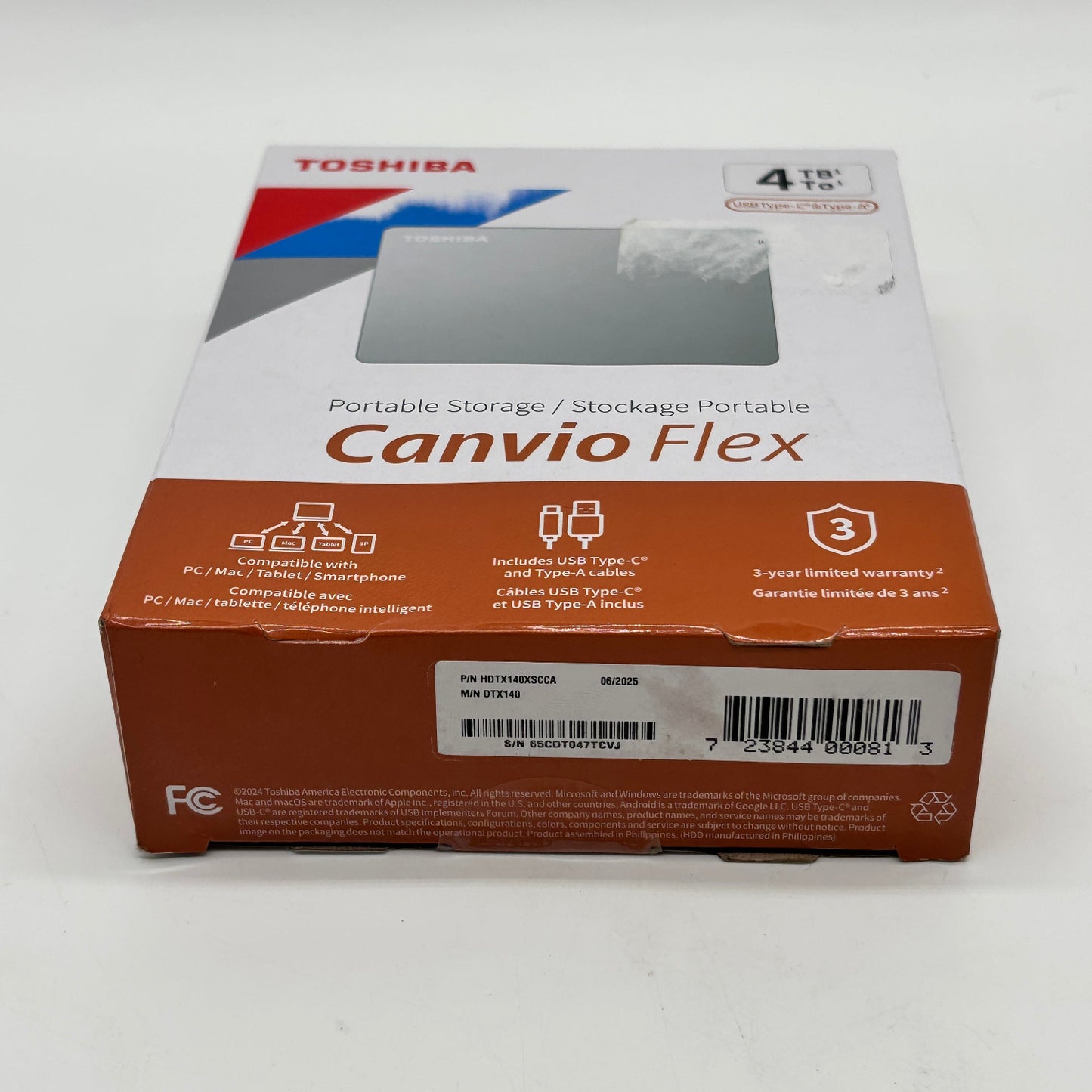 New Toshiba Canvio Flex External Hard Drive DTX140