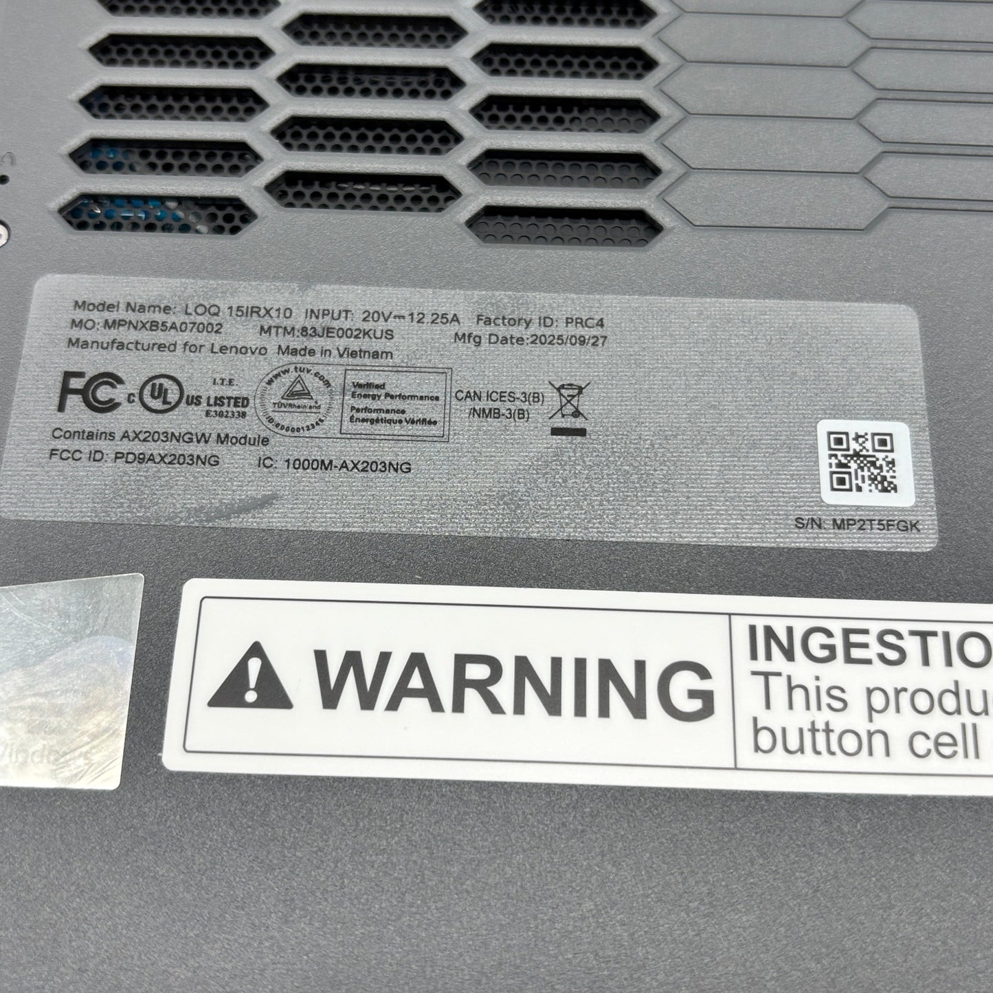 Lenovo LOQ 15IRX10 15.6" i5-13450HX 2.4GHz 16GB RAM 512GB SSD GeForce RTX 5050