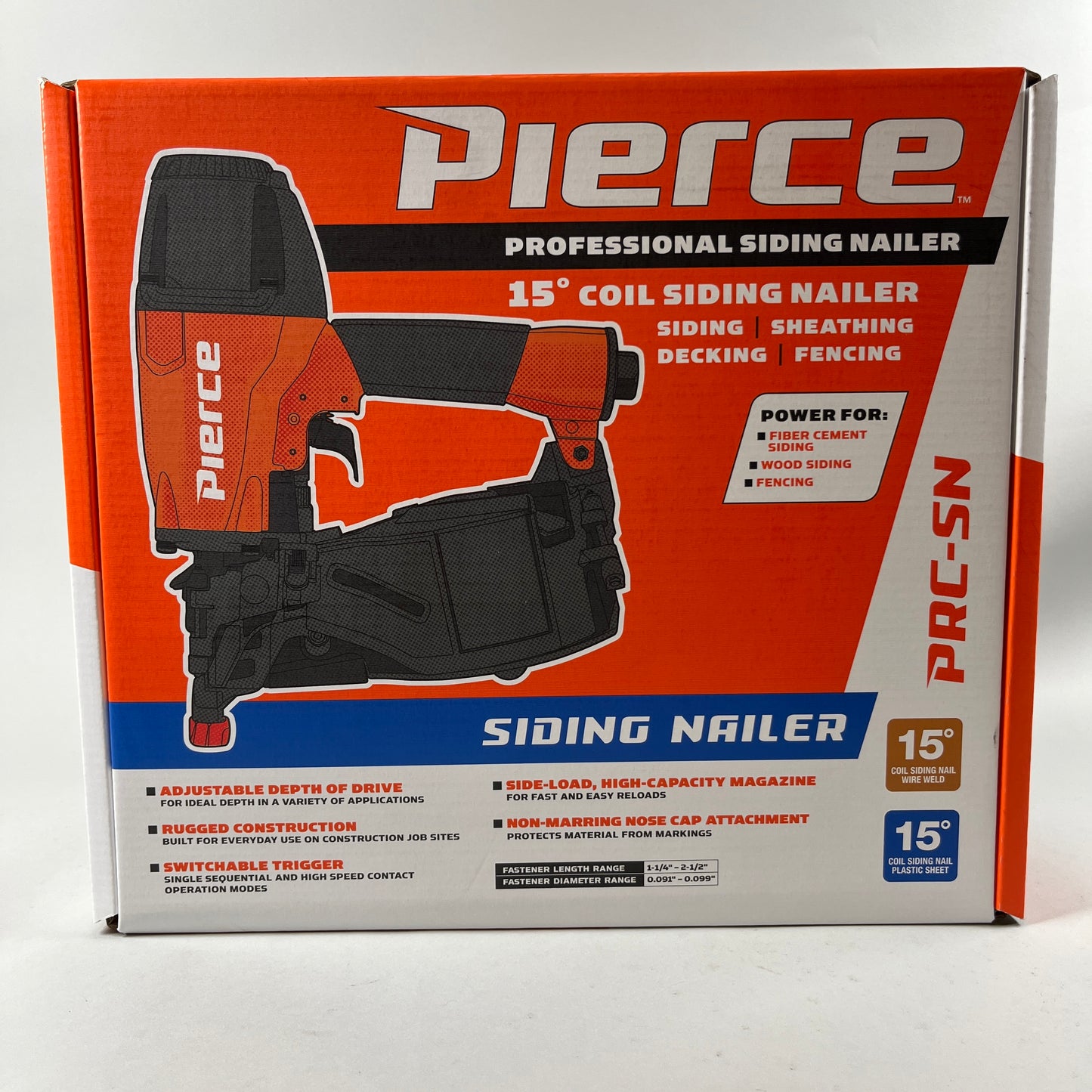 New Pierce 56388 15 Degree Professional Siding Nailer PRC-SN