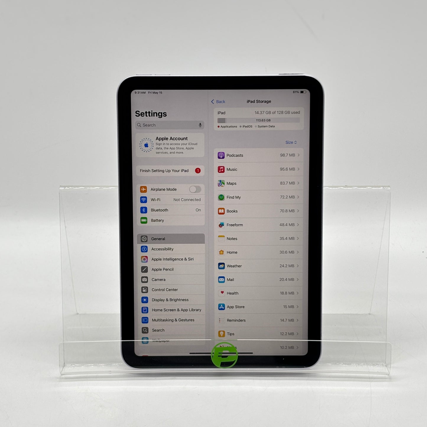 WiFi Only Apple iPad mini (A17 Pro) 128GB Purple MXN93LL/A